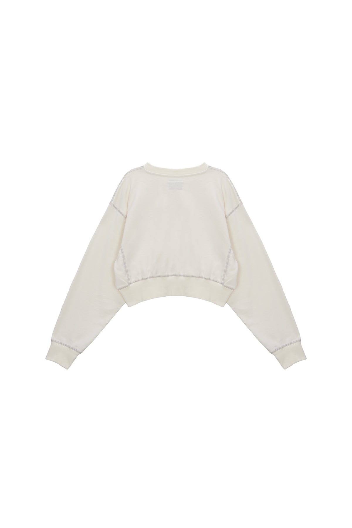 Matin Kim - Stitch Label Crop Sweatshirt (Ivory) product image 2 | TRAB K-Fashion Australia
