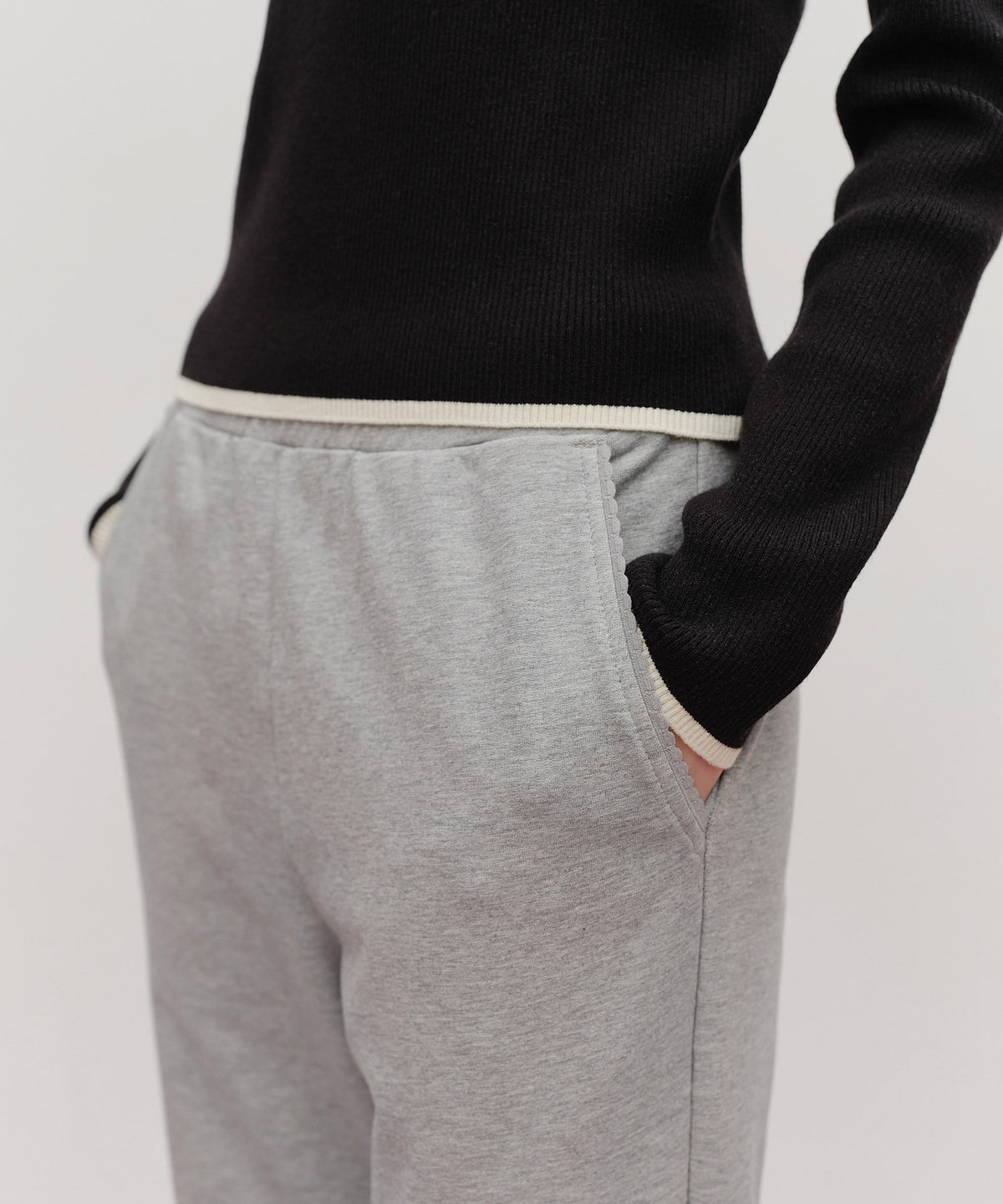 Marithe & Francois Girbaud - Lace Point Boots Cut Sweat Pants (Heather Gray) product image 2 | TRAB K-Fashion Australia