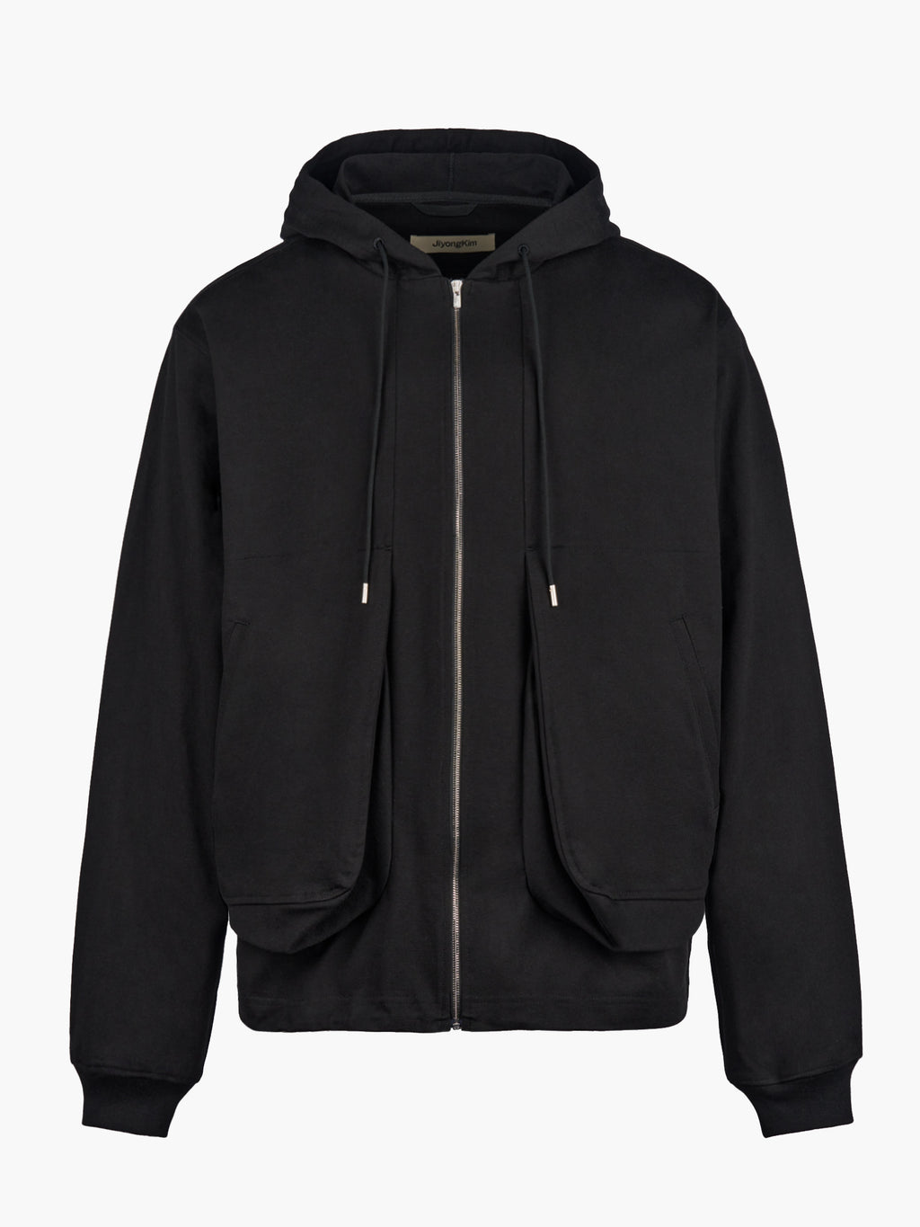 Jiyong Kim - Draped Pocket Zip-Up Hoodie (Black) product image 4 | TRAB K-Fashion Australia
