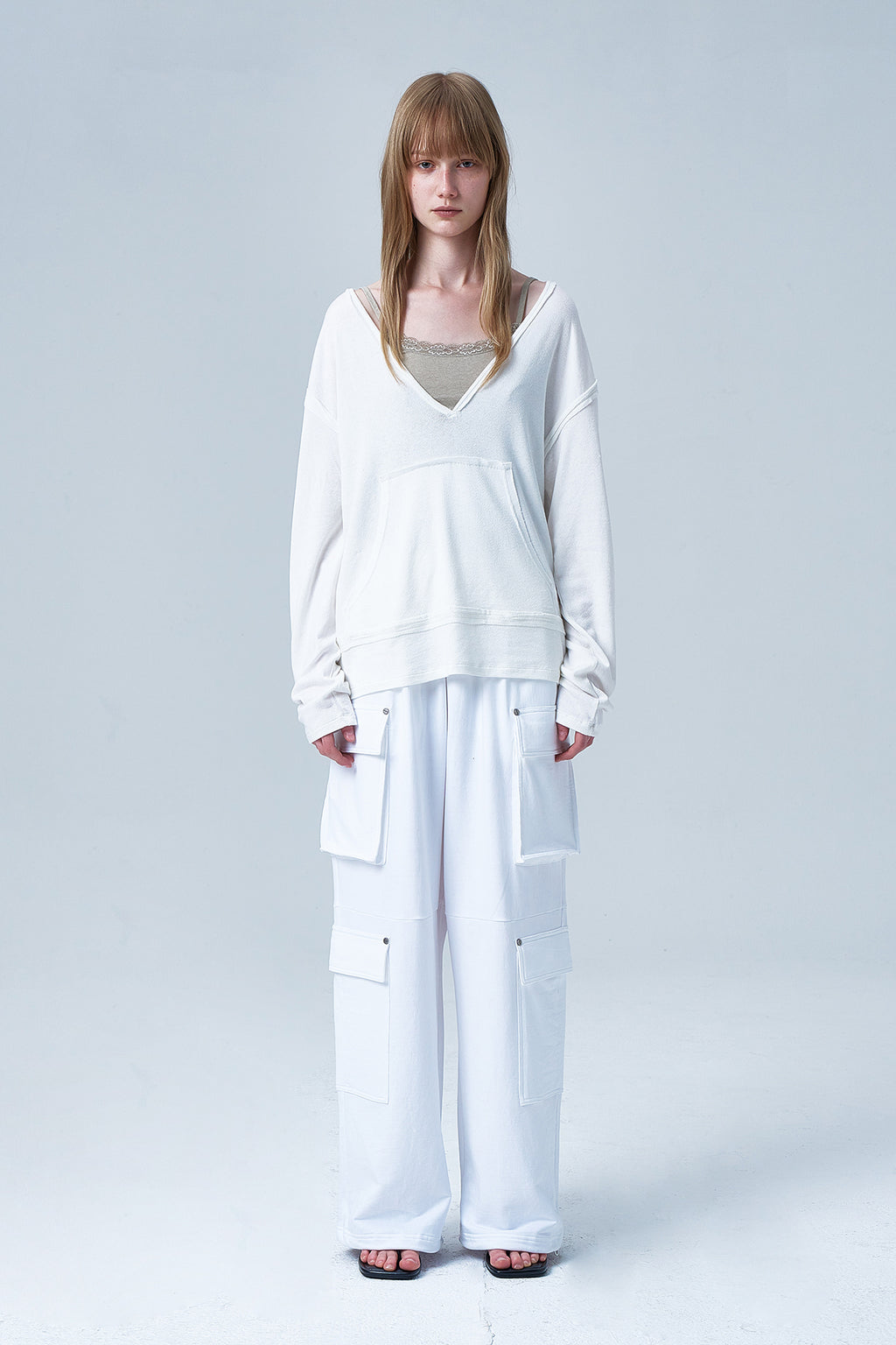 Deinet - Raw V Long Sleeve (White) product image 1 | TRAB K-Fashion Australia