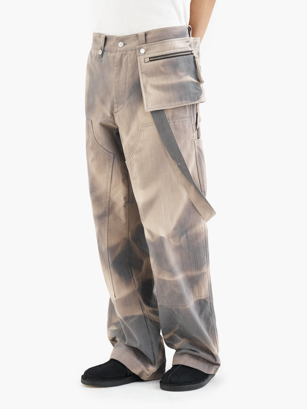 Jiyong Kim - Sun-Bleached Double Knee Trousers (Grey) product image 6 | TRAB K-Fashion Australia