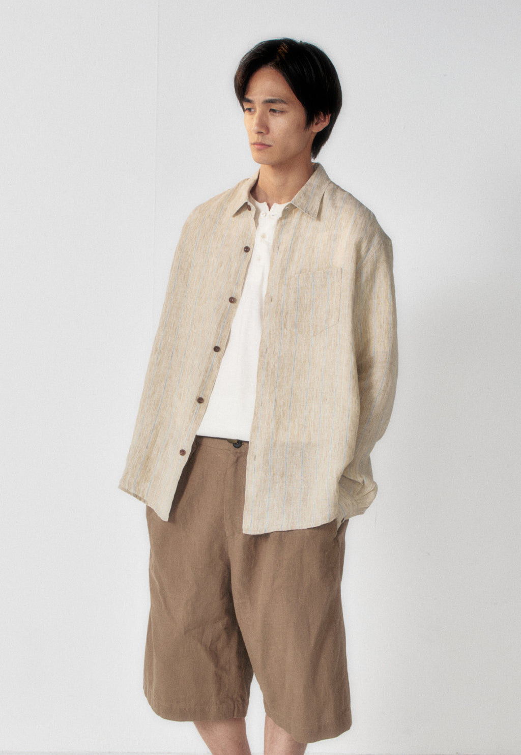 Art if acts - Linen Stripe Pocket Shirt (Beige) product image 4 | TRAB K-Fashion Australia