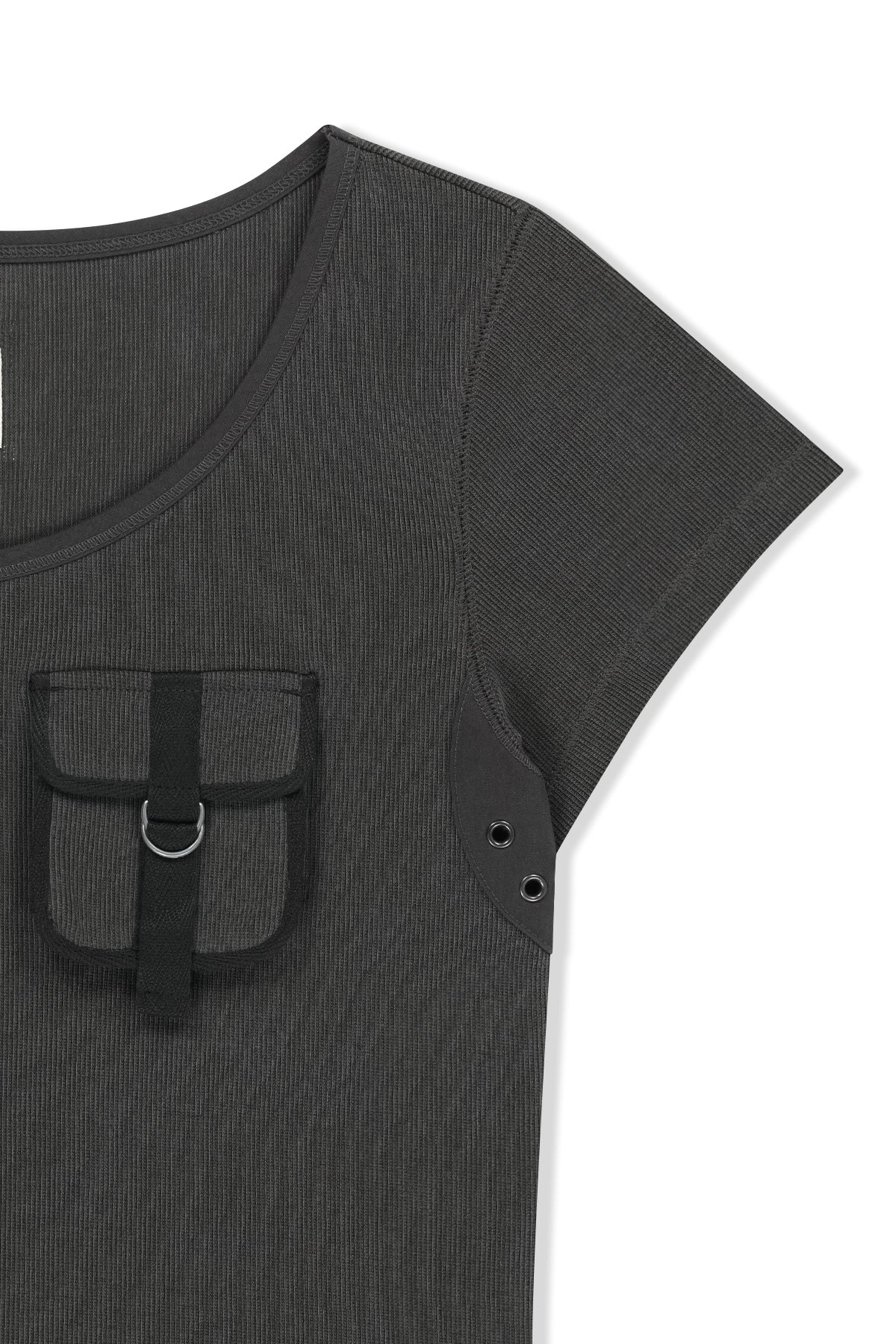 Matin Kim - Pocket Point Slim Fit Top (Charcoal) product image 4 | TRAB K-Fashion Australia