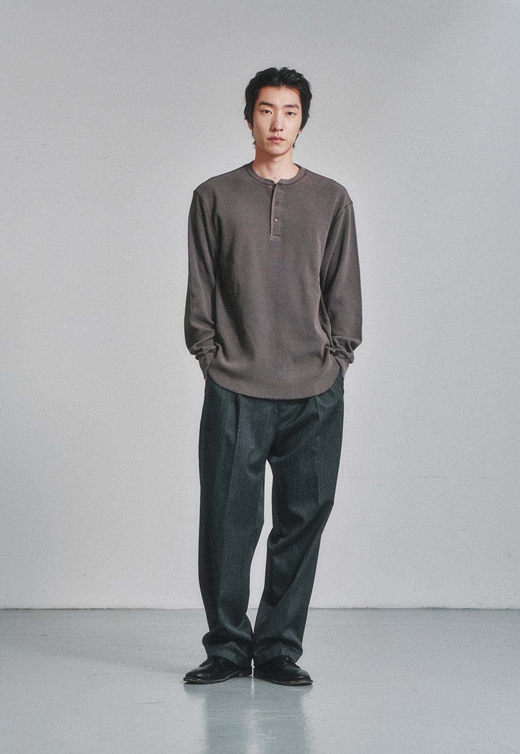 Art if acts - Garment Dyed Waffle Henley (Faded Charcoal) product image 4 | TRAB K-Fashion Australia