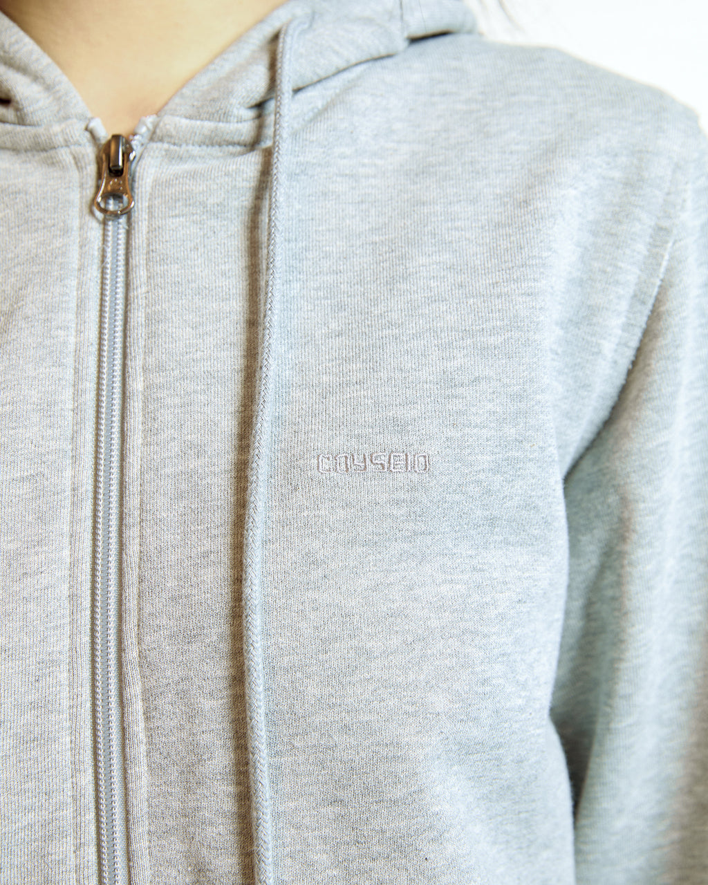 Coyseio - Flower Point Zip-Up Hoodie (Melange Grey) product image 2 | TRAB K-Fashion Australia