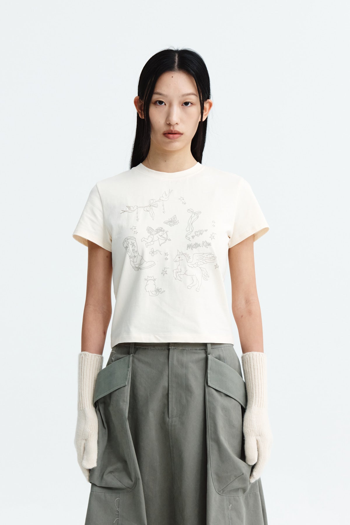Matin Kim - Kitsch Printing Crop Top (Ivory) product image 10 | TRAB K-Fashion Australia