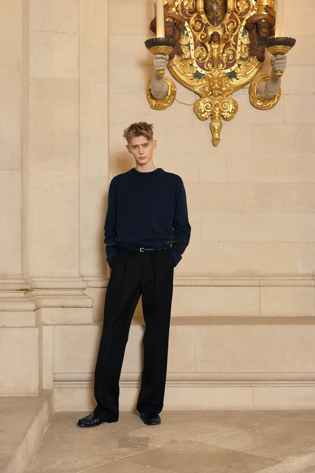 STU - Pin Tuck V-neck Knit (Navy) product image 5 | TRAB K-Fashion Australia