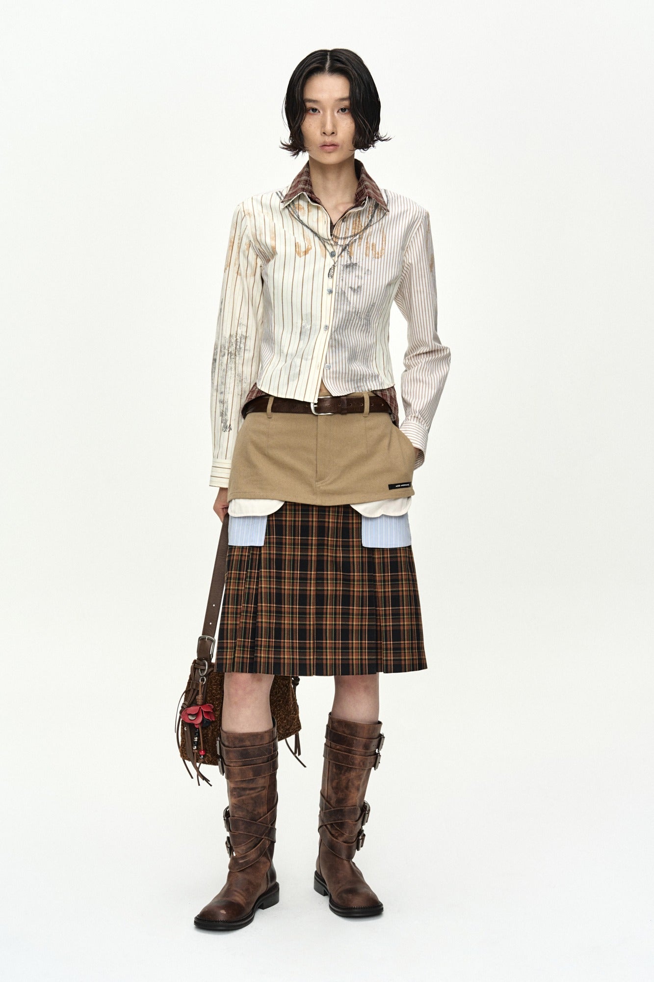 Andersson Bell - Double Layered Pleats Skirt (Brown) product image 1 | TRAB K-Fashion Australia