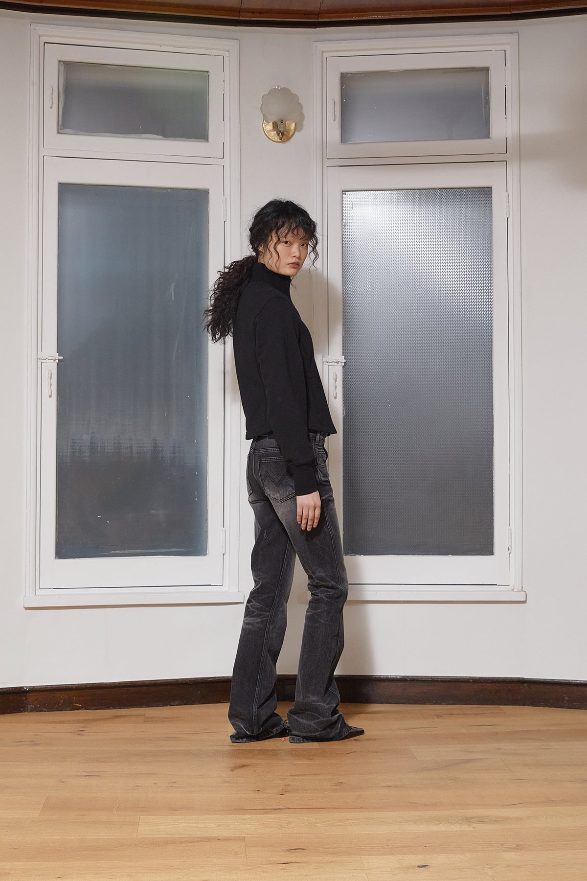 Matin Kim - High Neck Balloon Button Cardigan (Black) product image 10 | TRAB K-Fashion Australia