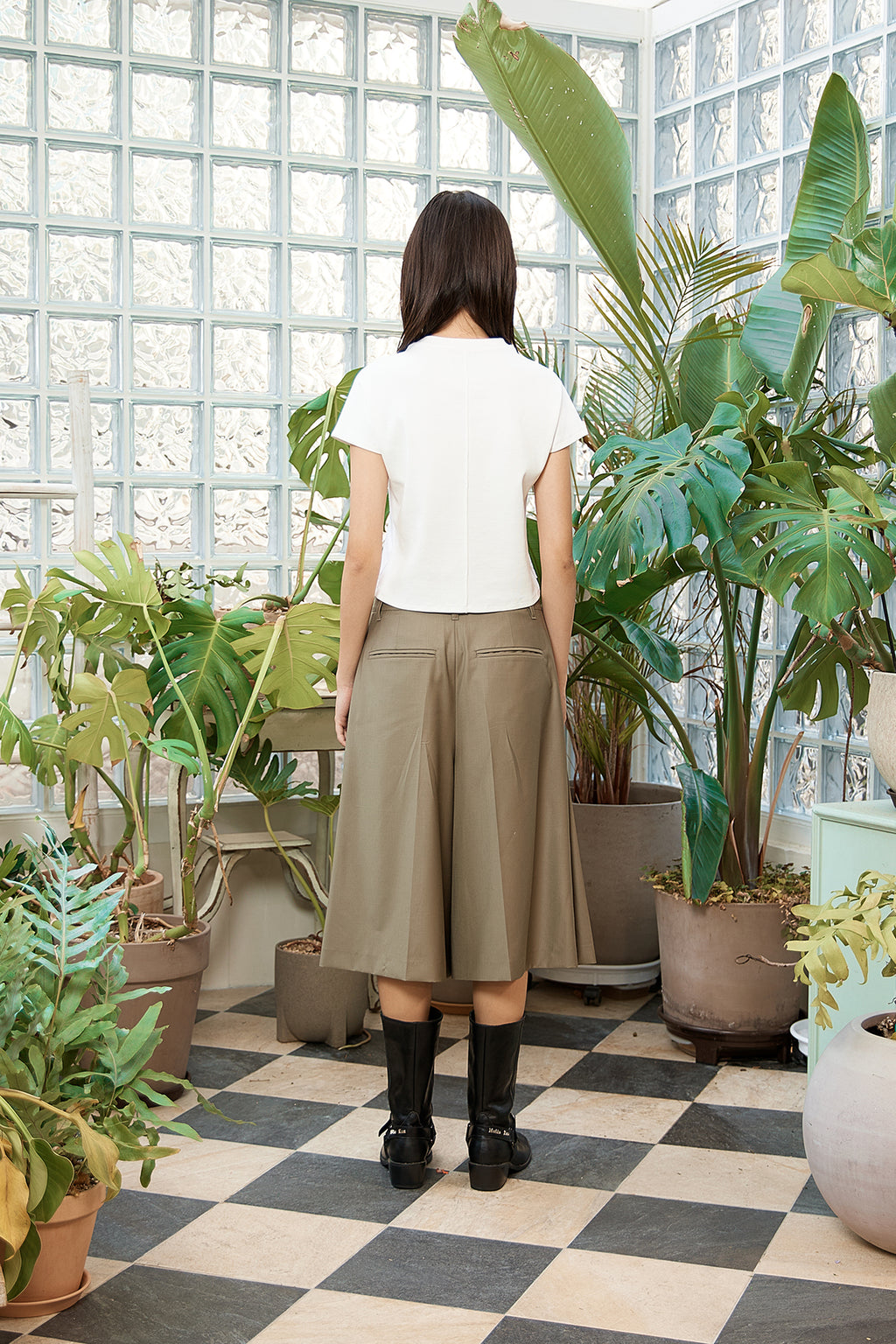 Matin Kim - Pintuck Layered Slim Crop Top (White) product image 8 | TRAB K-Fashion Australia