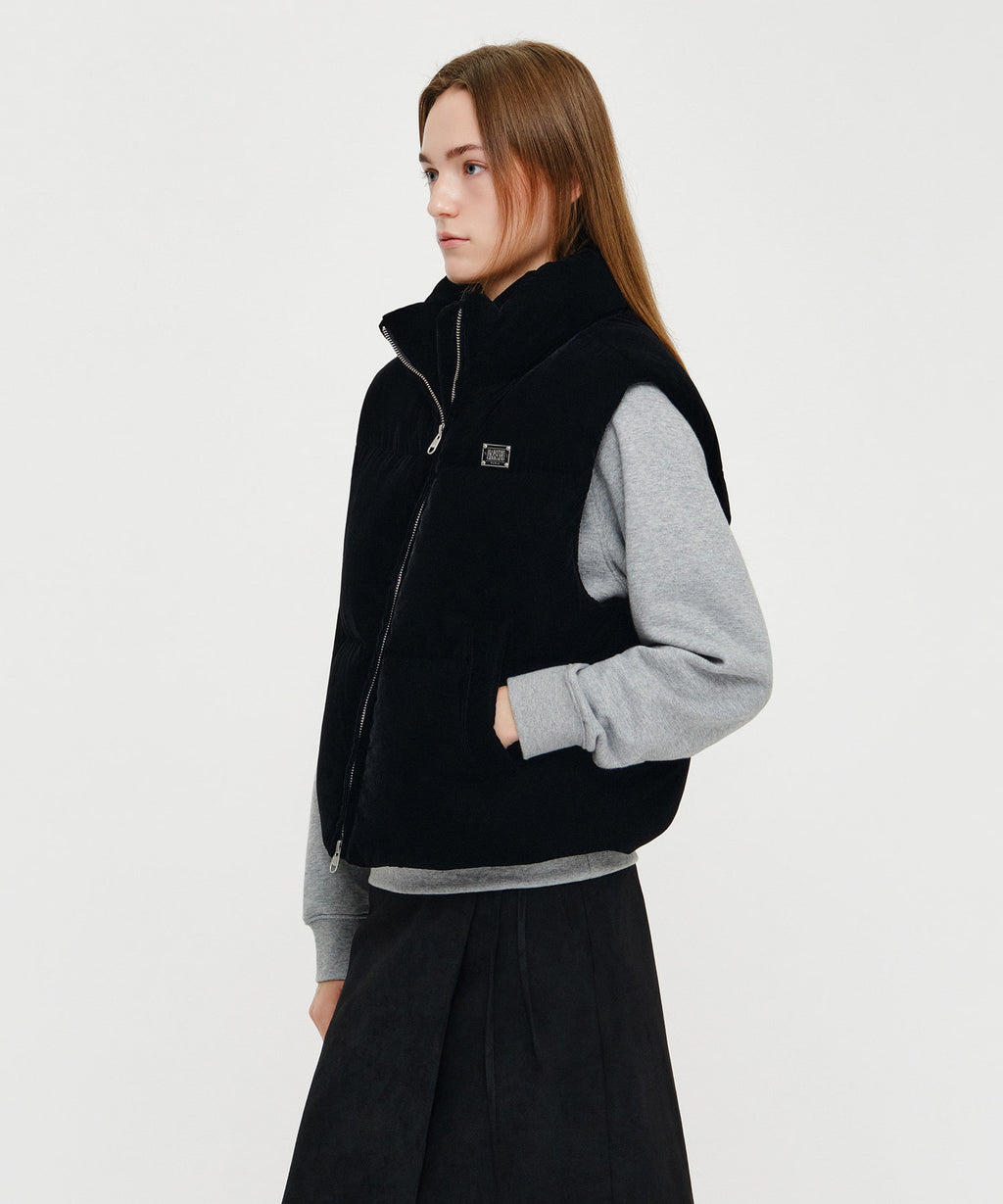 Marithe & Francois Girbaud - Velvet High Neck Down Vest (Black) product image 2 | TRAB K-Fashion Australia