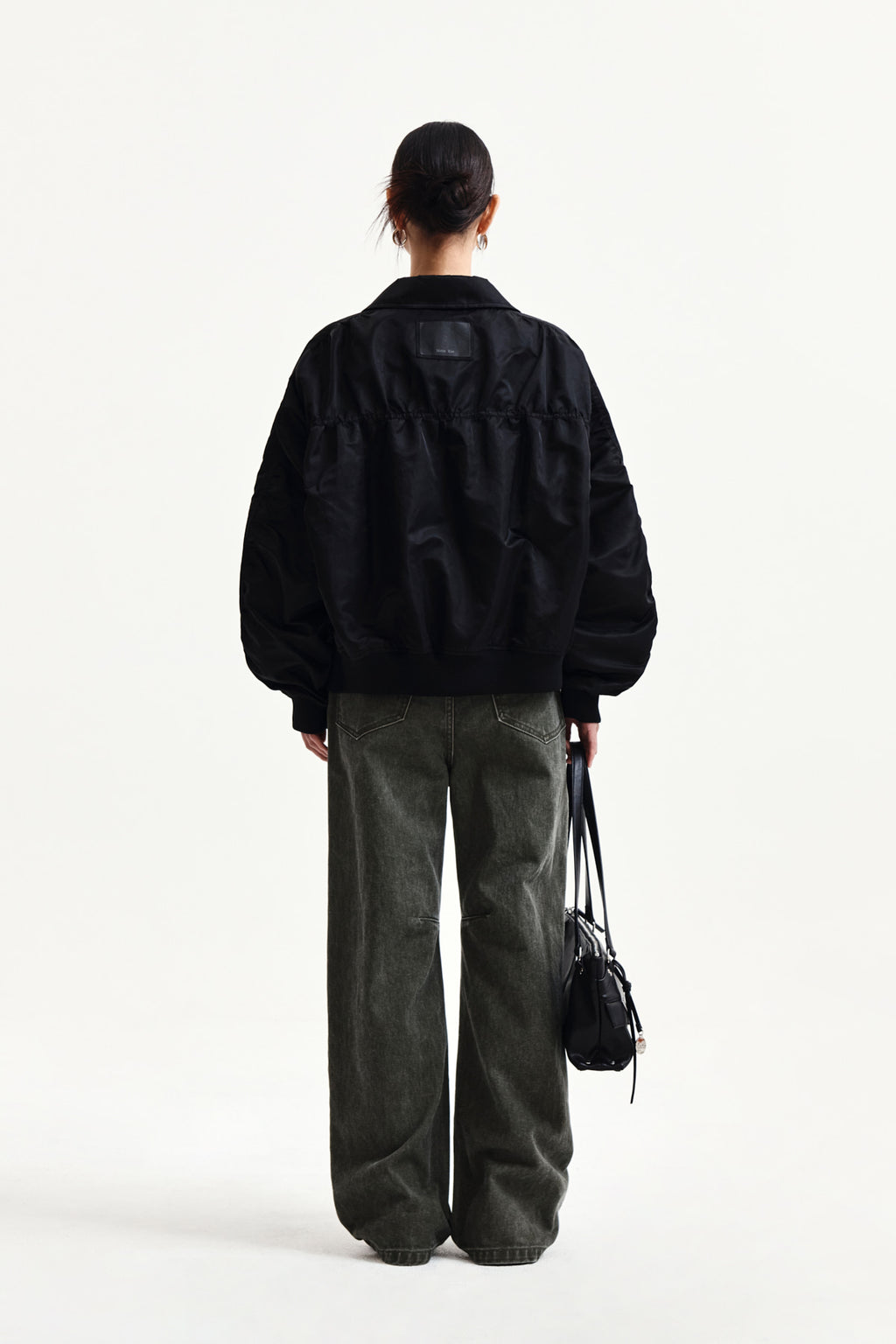 Matin Kim - Small Logo Shirring Jumper (Black) product image 7 | TRAB K-Fashion Australia