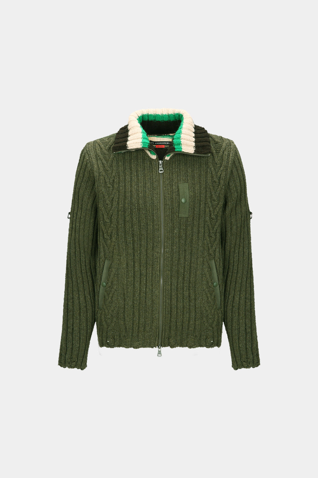 Andersson Bell - Stripe High-Neck Zip-Up Sweater (Khaki) product image 7 | TRAB K-Fashion Australia