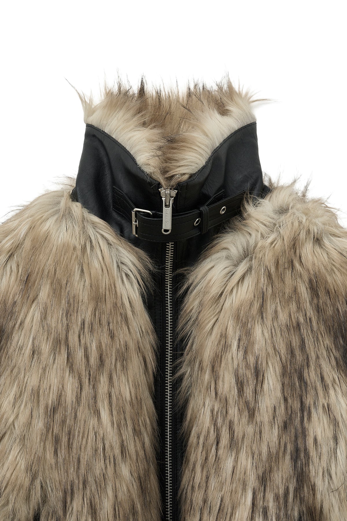 Matin Kim - Neck Buckle Crop Fur Jumper (Beige) product image 5 | TRAB K-Fashion Australia