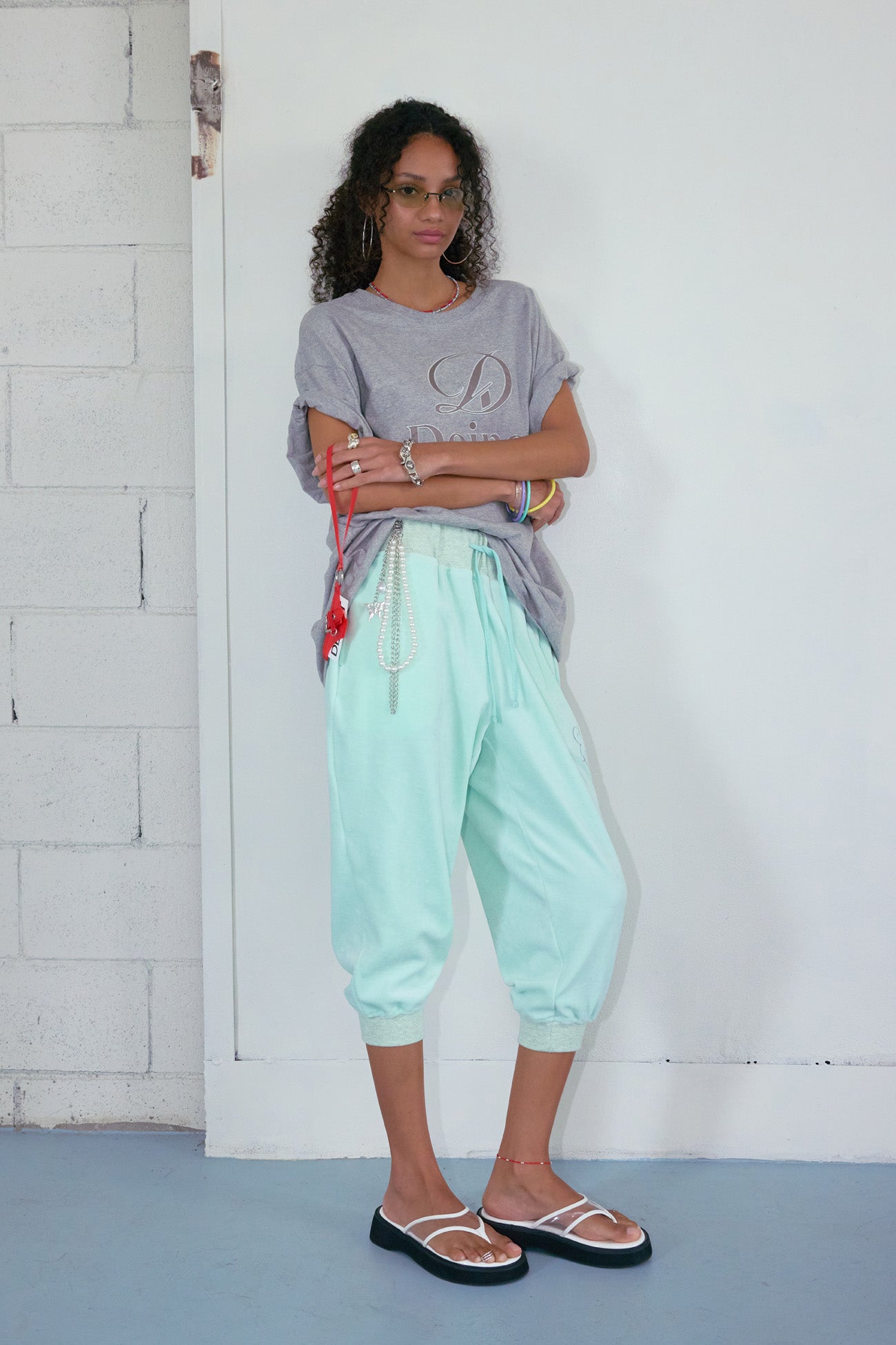 Deinet - Rose Typo Capri Jogger Pants (Mint) product image 6 | TRAB K-Fashion Australia