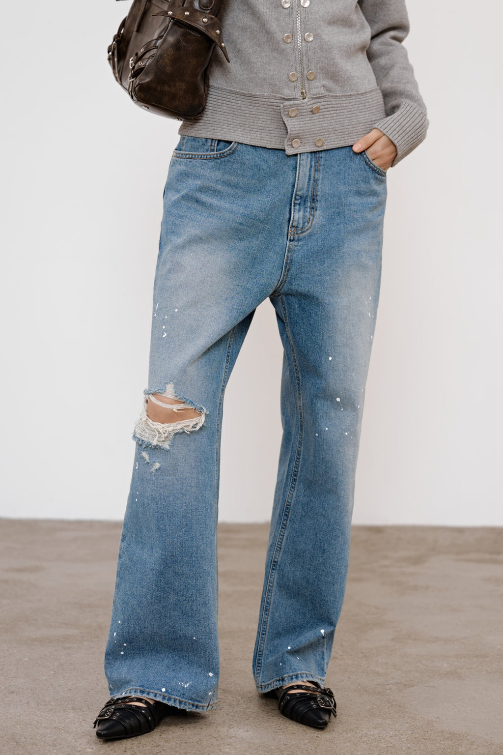 Deinet - Painted Logo Point Jeans (Blue) product image 9 | TRAB K-Fashion Australia