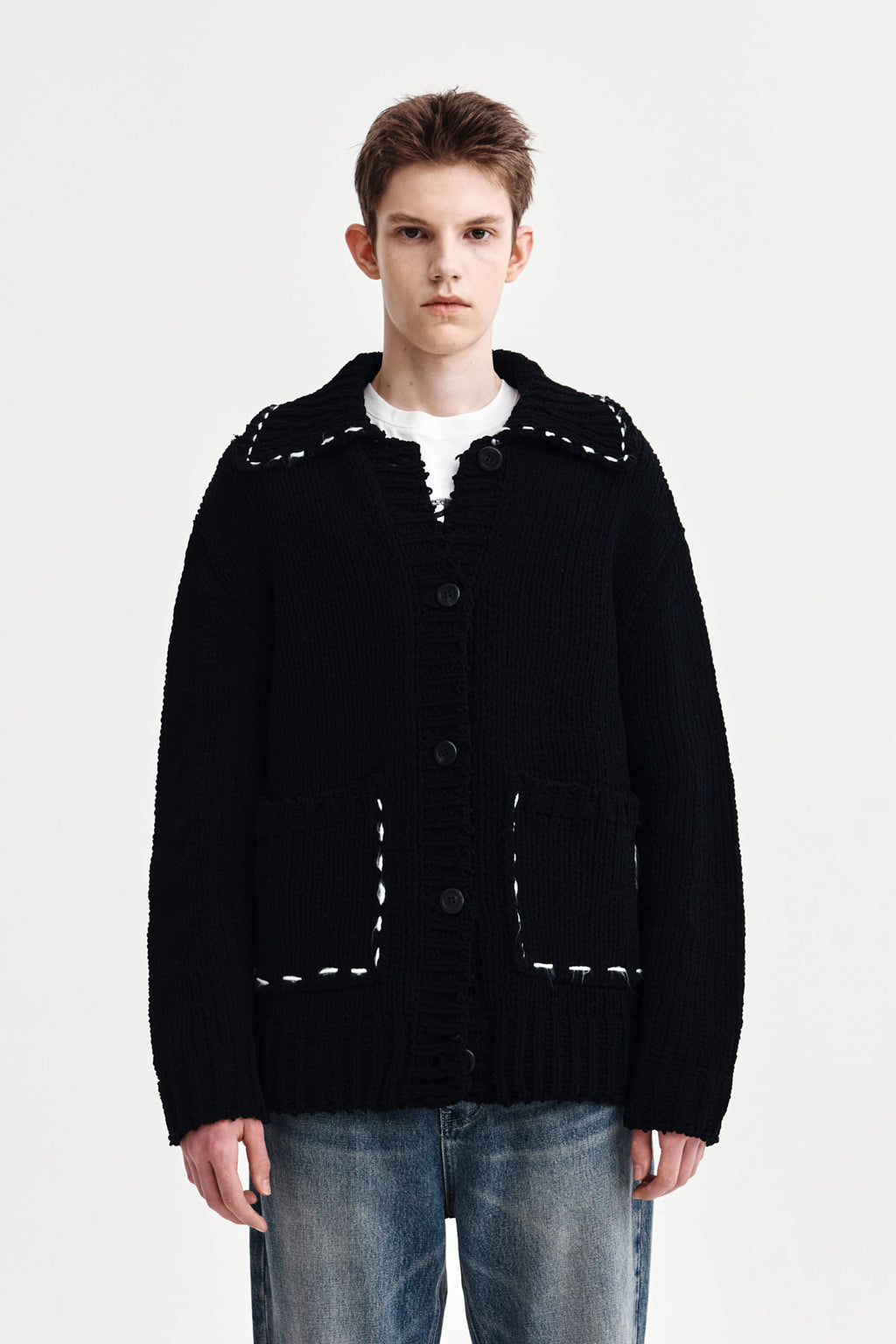 Matin Kim - Handmade Collar Knit Cardigan (Black) product image 1 | TRAB K-Fashion Australia