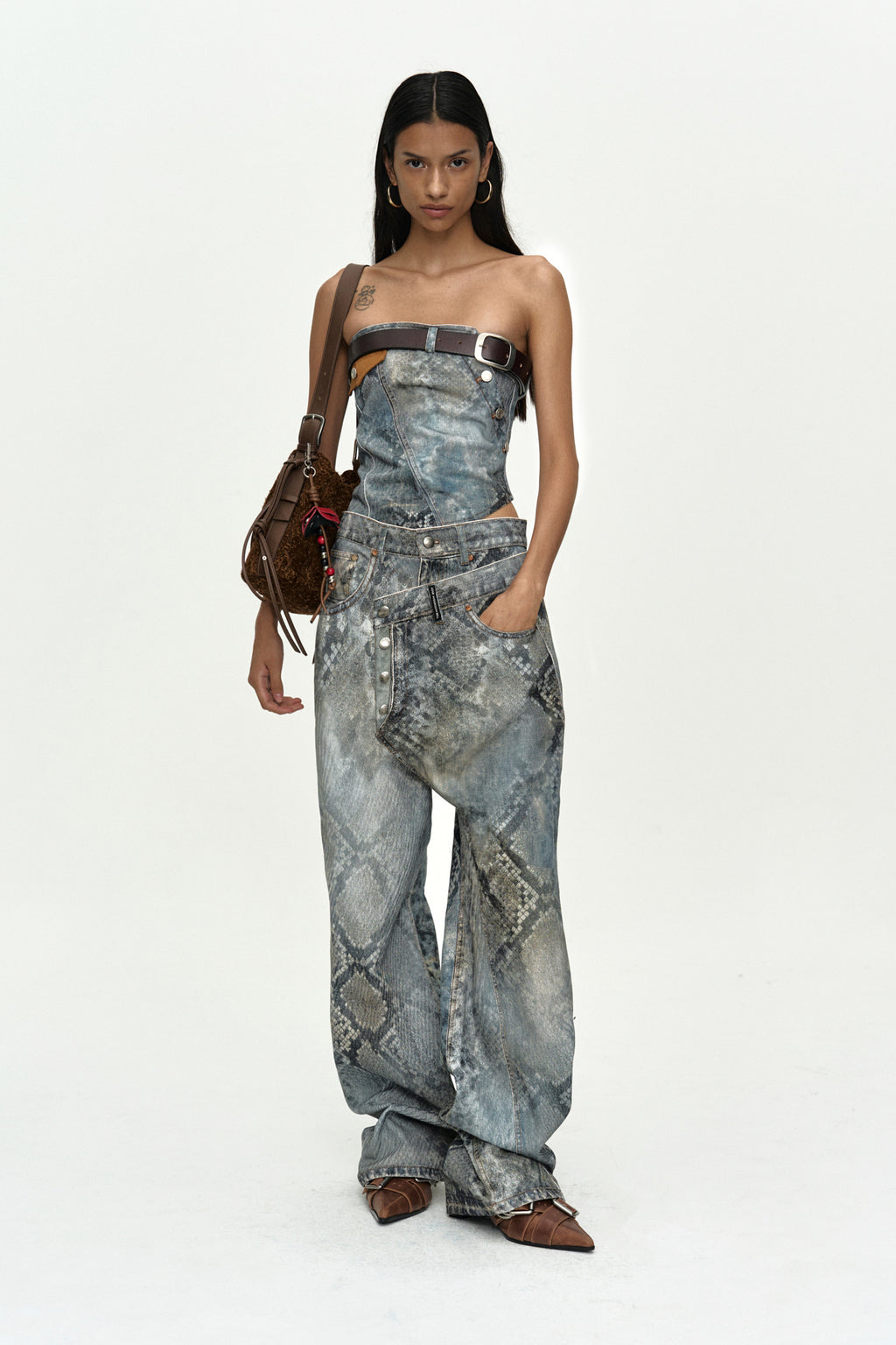 Andersson Bell - Python Fade Denim Printed Twist Bustier (Blue) product image 7 | TRAB K-Fashion Australia