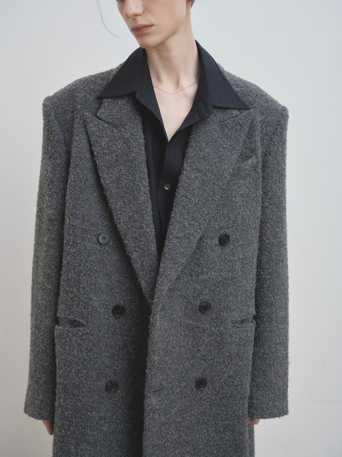 Tonywack - Textured Wool And Alpaca Double-Breasted Coat (Grey) product image 9 | TRAB K-Fashion Australia