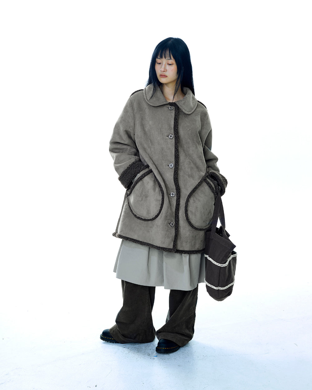 Coyseio - Round Collar Suede Jacket (Brown) product image 13 | TRAB K-Fashion Australia