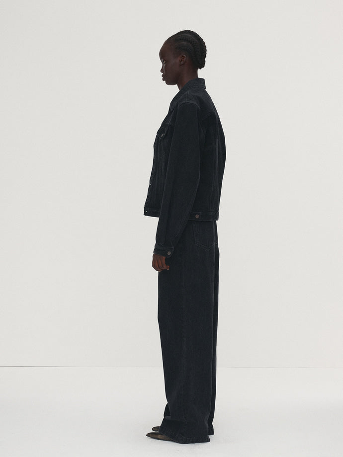 Tonywack - Cropped Denim Trucker Jacket (Washed Black) product image 4 | TRAB K-Fashion Australia