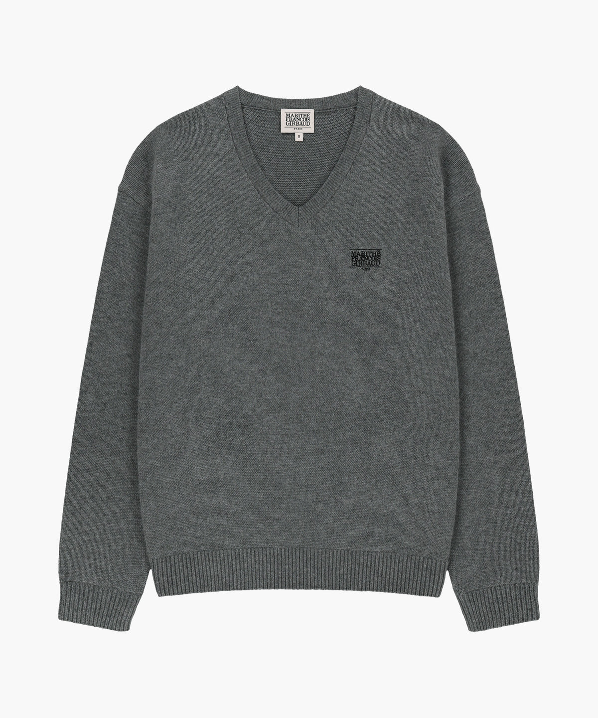 Marithe & Francois Girbaud - Small Classic Logo Oversized V-neck Knit Pullover (Heather Gray) product image 4 | TRAB K-Fashion Australia
