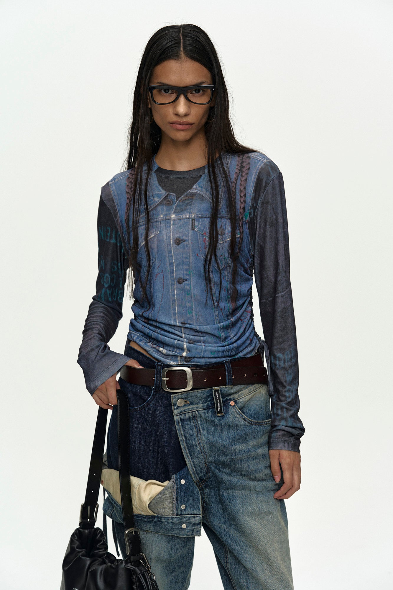 Andersson Bell - Denim Collage Printed Top (Dark Navy) product image 5 | TRAB K-Fashion Australia