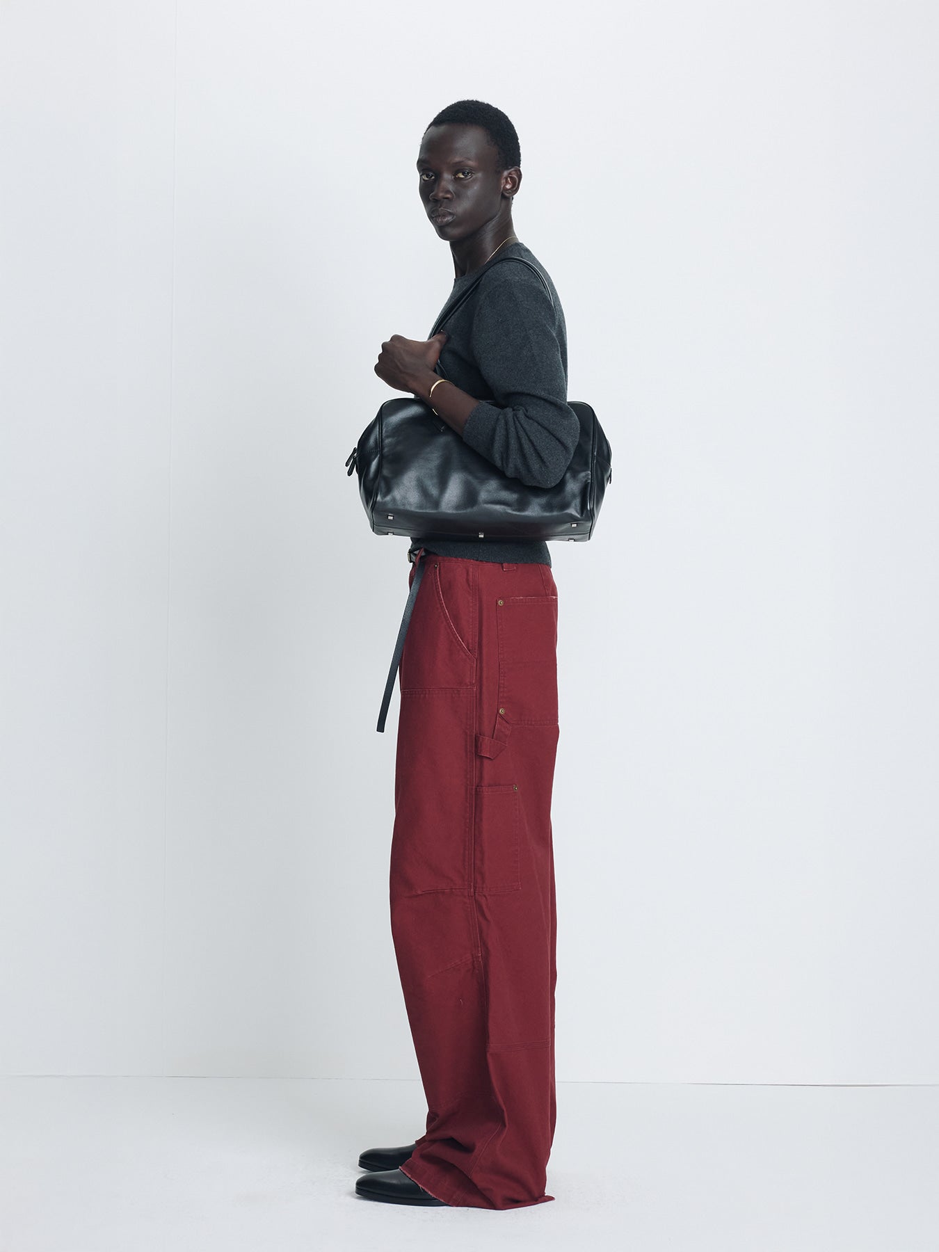 Tonywack - Garment Washed Wide Leg Carpenter Pants (Faded Maroon) product image 2 | TRAB K-Fashion Australia