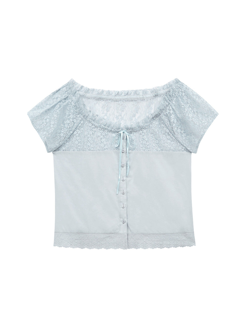 Margarin Fingers - Flower Lace Blouse (Light Blue) product image 2 | TRAB K-Fashion Australia