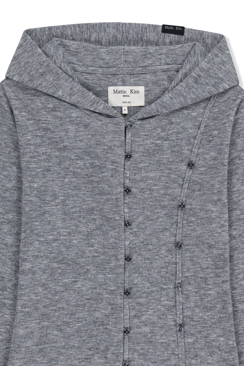 Matin Kim - Double Layer Button Hood Top (Grey) product image 3 | TRAB K-Fashion Australia