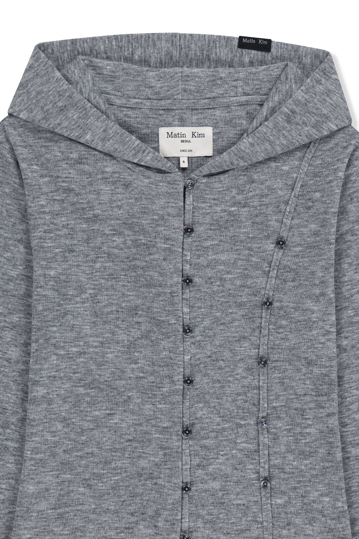 Matin Kim - Double Layer Button Hood Top (Grey) product image 3 | TRAB K-Fashion Australia