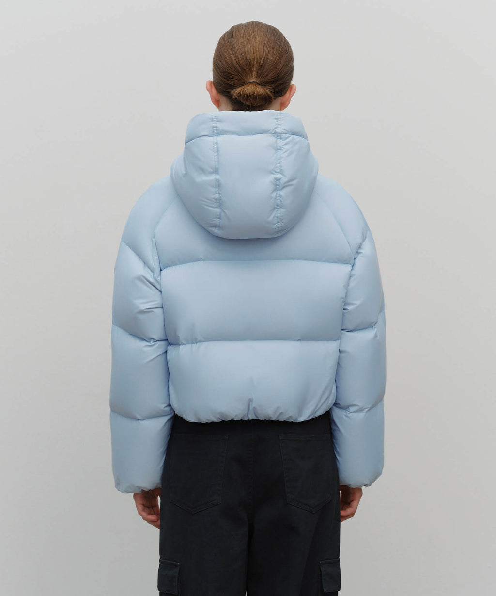 Marithe & Francois Girbaud - Regular Logo Hooded Crop Down Jacket (Light Blue) product image 2 | TRAB K-Fashion Australia