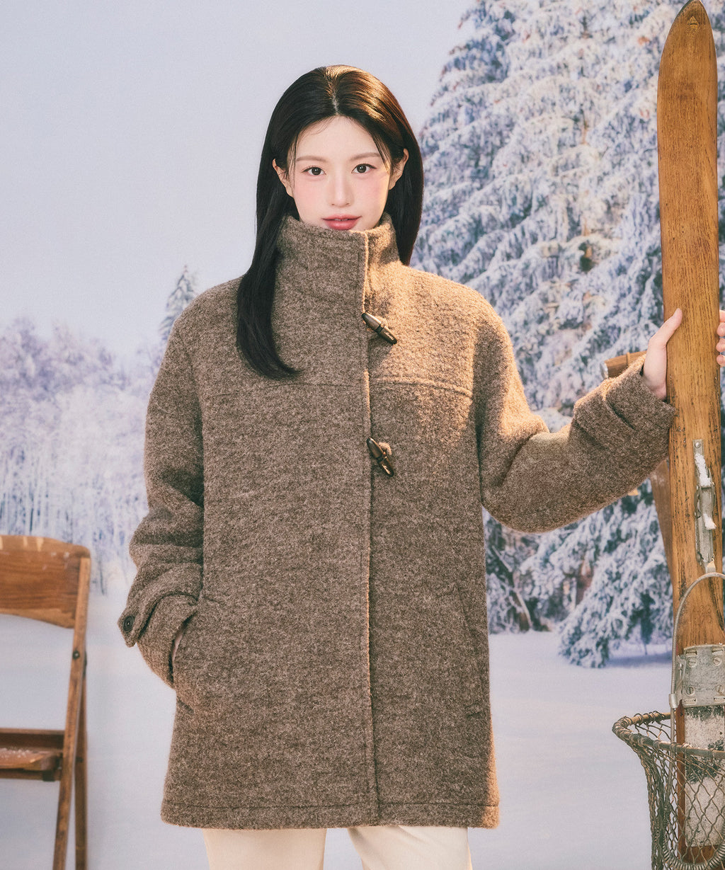 Marithe & Francois Girbaud - High Neck Padded Half Coat (Brown) product image 1 | TRAB K-Fashion Australia