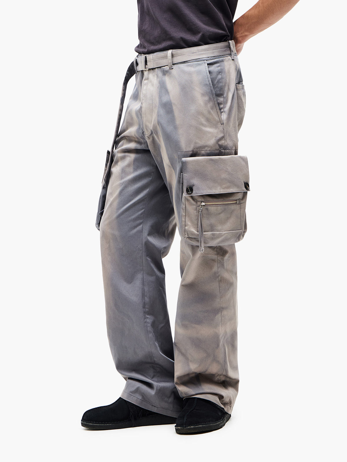 Jiyong Kim - Sun-Bleached Detachable Pocket Trousers (Grey) product image 4 | TRAB K-Fashion Australia