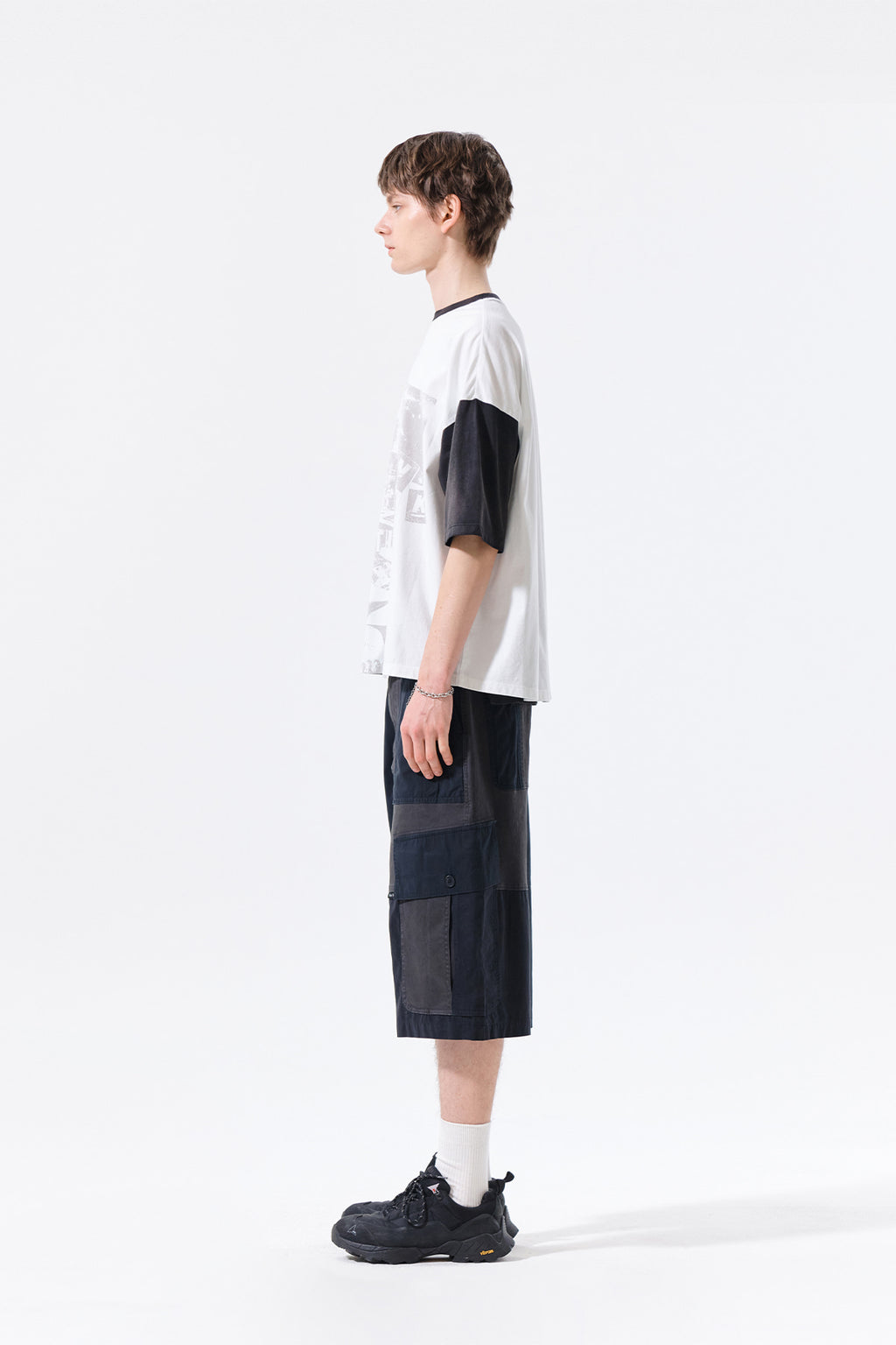 Matin Kim - Patchwork Cargo Bermuda Pants (Charcoal) product image 7 | TRAB K-Fashion Australia