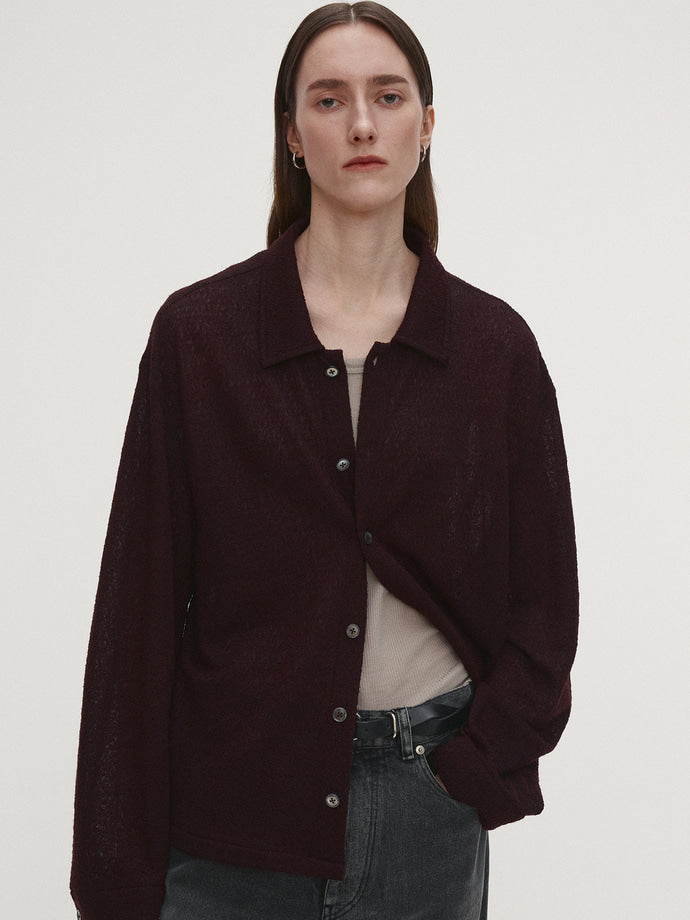 Tonywack - Textured Wool Sheer Button Blouson Japanese Fabric (Burnt Marron) product image 4 | TRAB K-Fashion Australia