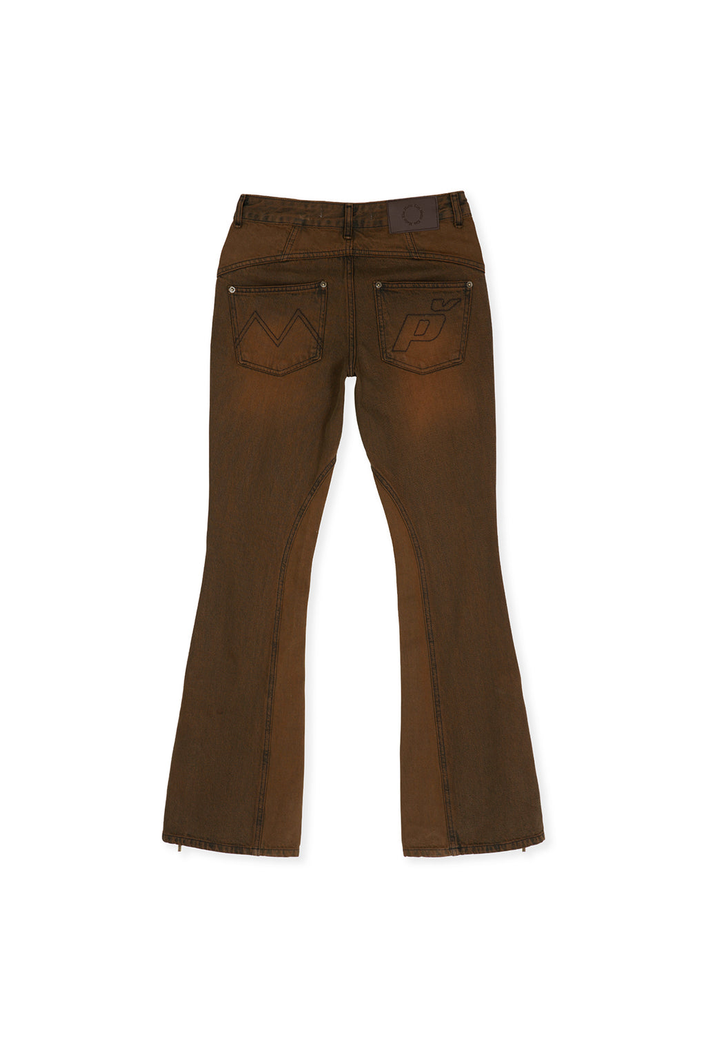 Matin Kim - Peaches Zipper Detail Boots Cut Denim Pants (Brown) product image 3 | TRAB K-Fashion Australia