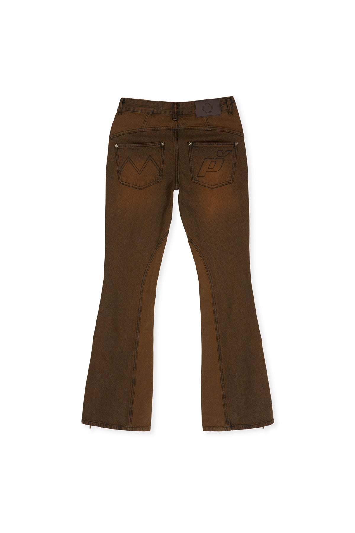 Matin Kim - Peaches Zipper Detail Boots Cut Denim Pants (Brown) product image 3 | TRAB K-Fashion Australia