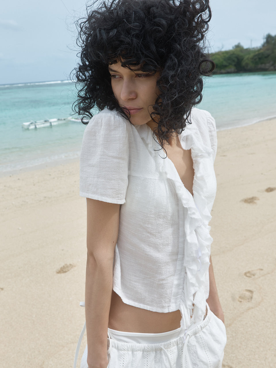 Kijun - Cotton Ruffle Blouse (Off-White) product image 3 | TRAB K-Fashion Australia