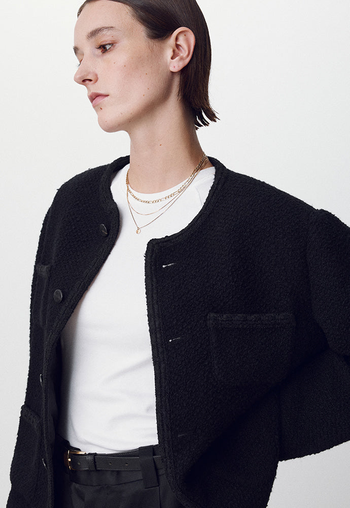 Tonywack - Wool Blend Bouclé Tweed Jacket (Black) product image 3 | TRAB K-Fashion Australia