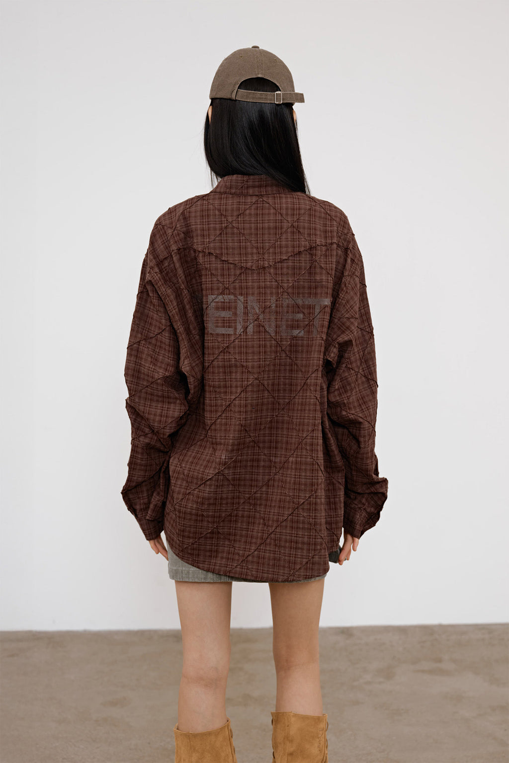 Deinet - Double Checkered Overfit Shirt (Brown) product image 7 | TRAB K-Fashion Australia