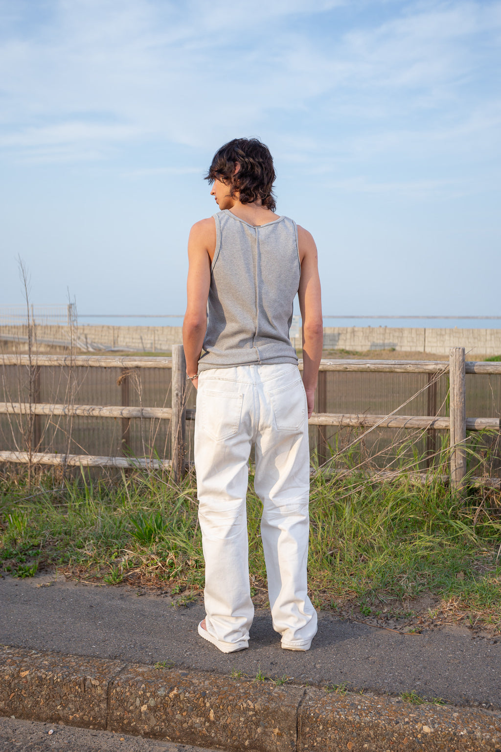 Matin Kim - Embo Washed Denim Pants (Ivory) product image 10 | TRAB K-Fashion Australia