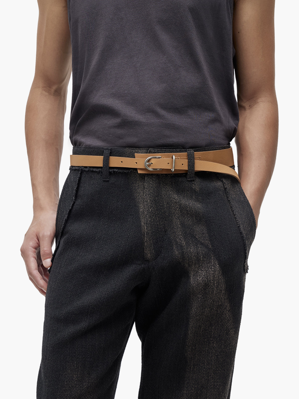 Jiyong Kim - Layered Leather Belt (Tan) product image 2 | TRAB K-Fashion Australia