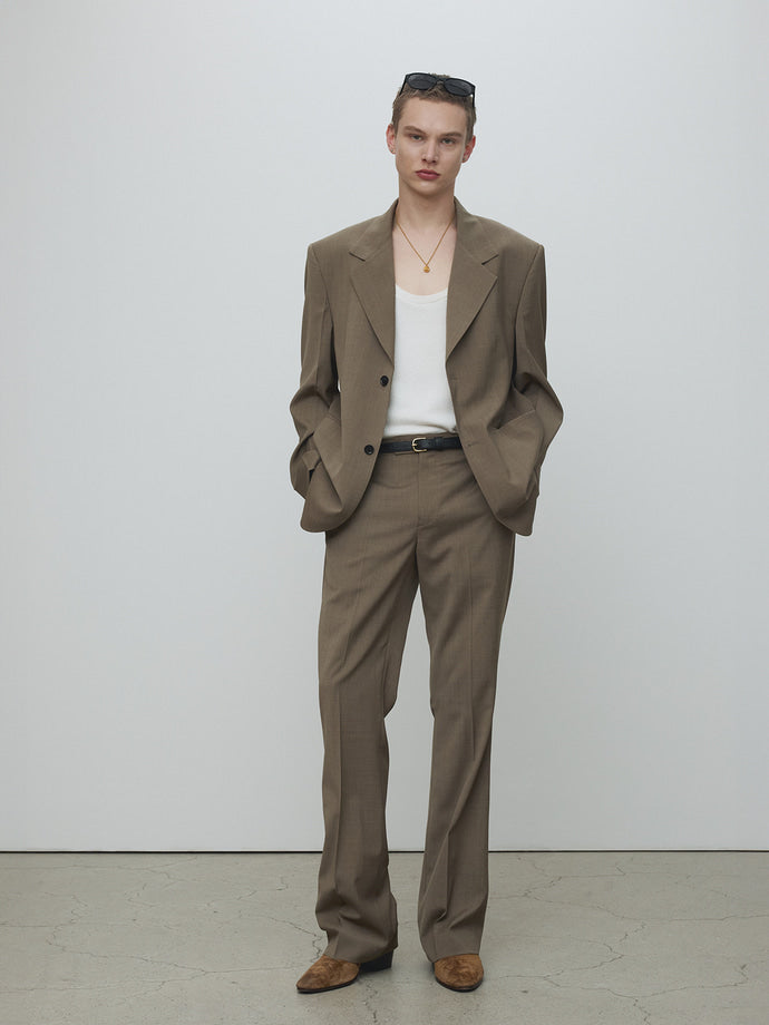 Tonywack - Light Wool Relaxed Tailored Jacket (Taupe Melange) product image 2 | TRAB K-Fashion Australia