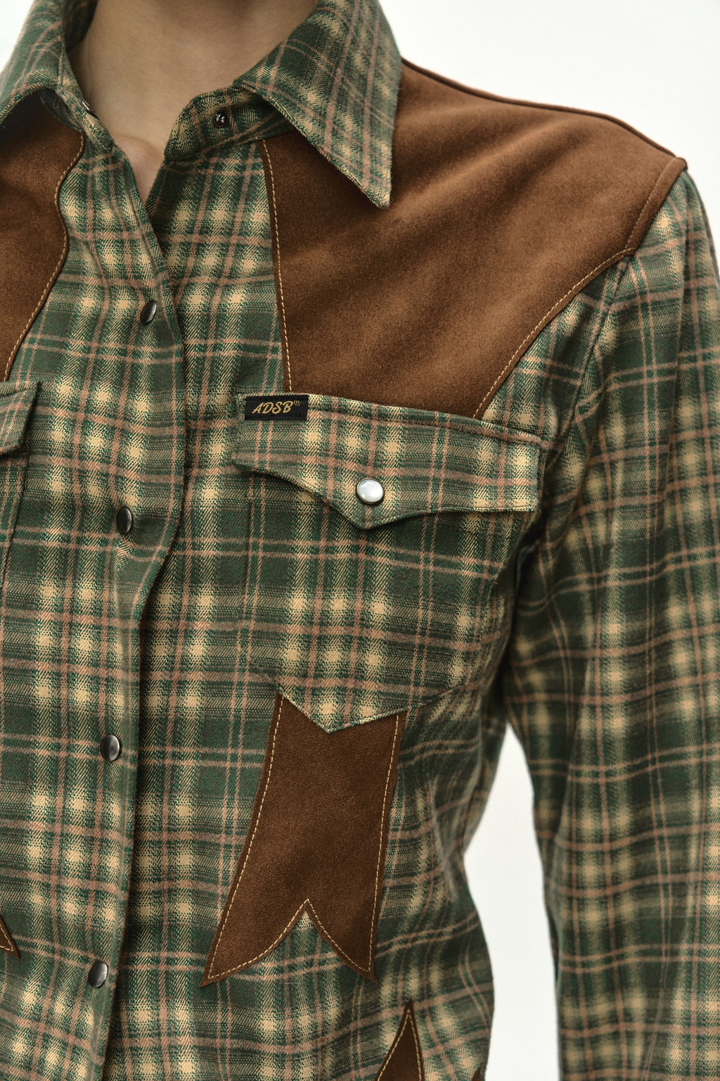 Andersson Bell - Checkered Western Patched Shirt (green) (Green) product image 5 | TRAB K-Fashion Australia