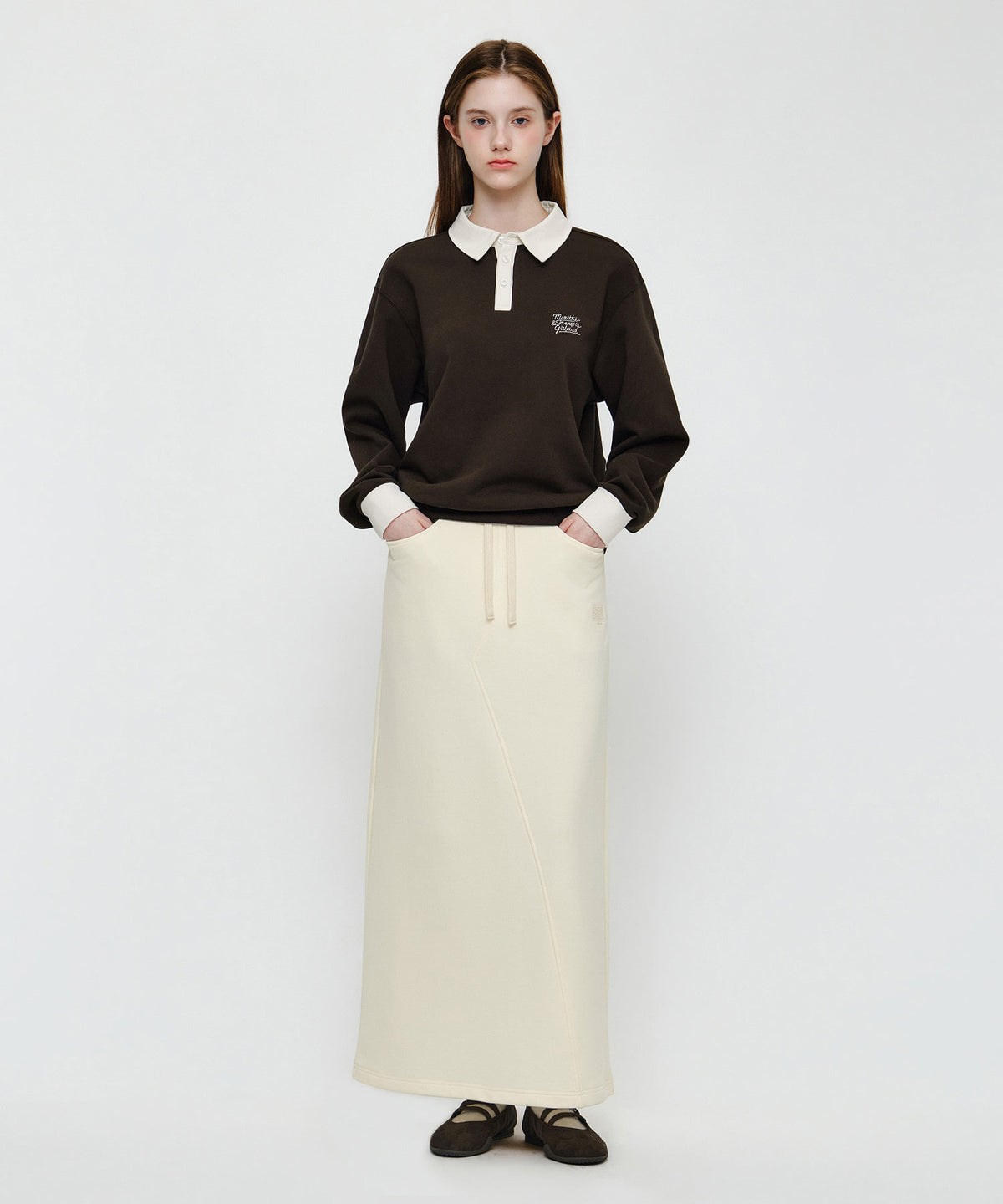 Marithe & Francois Girbaud - Color Block Collar Sweatshirt (Dark Brown) product image 4 | TRAB K-Fashion Australia