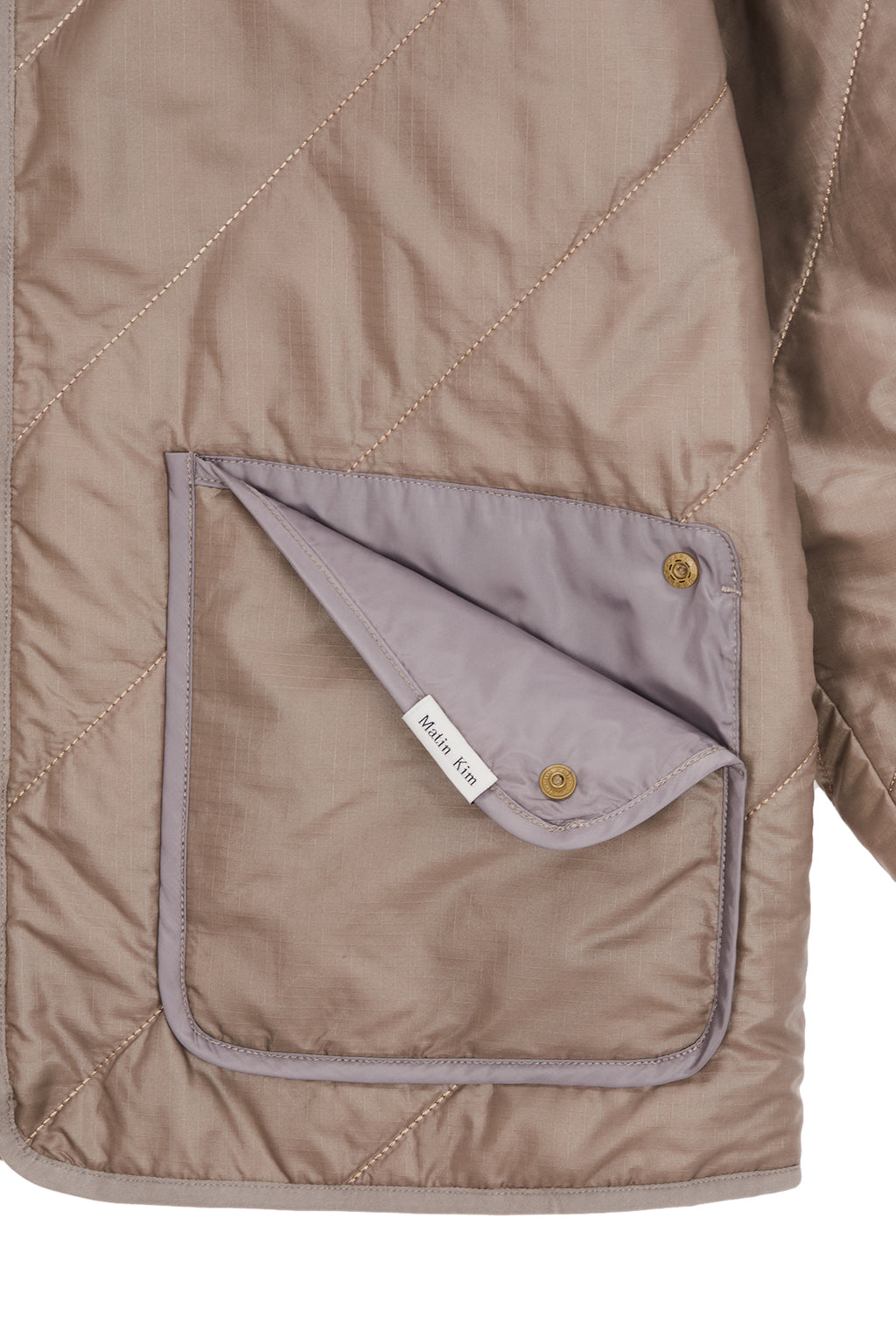 Matin Kim - Collarless Quilting Zip Up Jumper (Beige) product image 4 | TRAB K-Fashion Australia