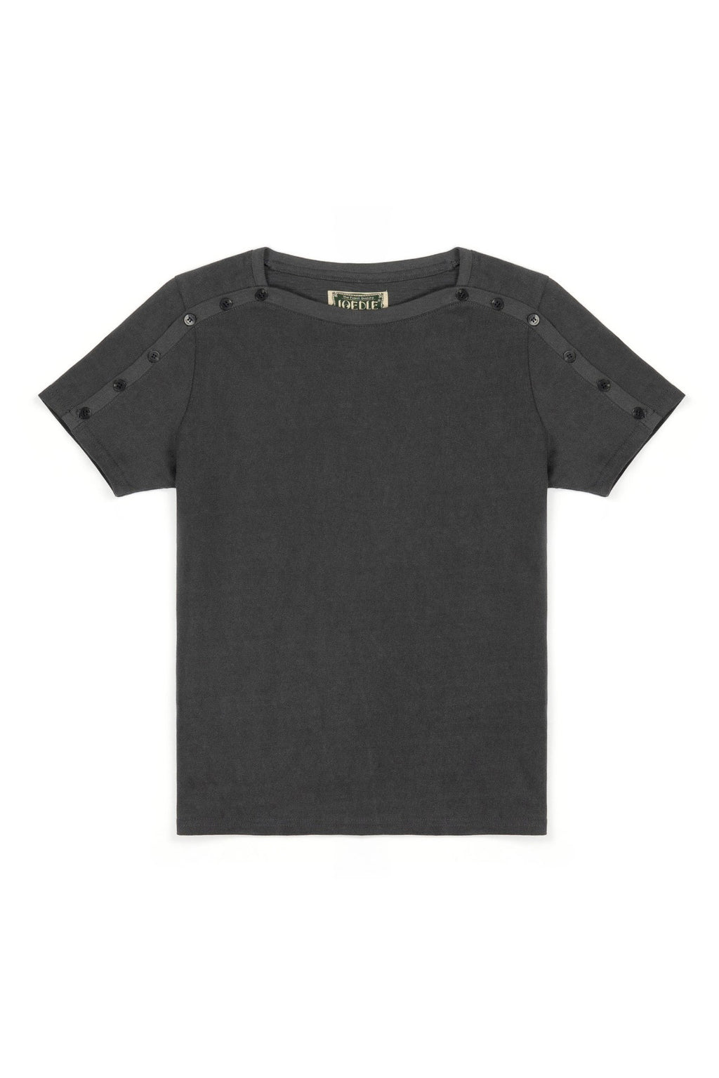 Ioedle - Tight-Button Boat Neck T-Shirt (Charcoal) product image 3 | TRAB K-Fashion Australia
