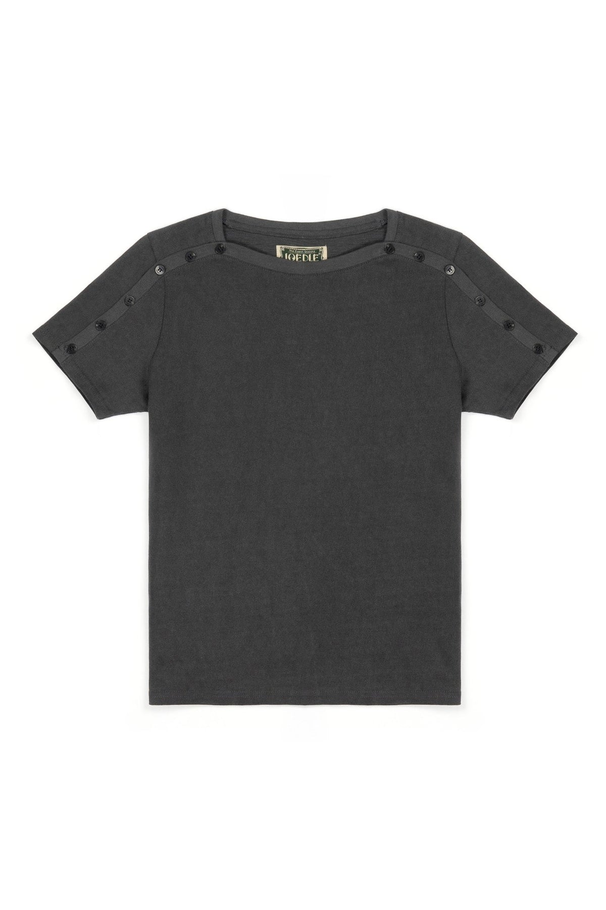 Ioedle - Tight-Button Boat Neck T-Shirt (Charcoal) product image 3 | TRAB K-Fashion Australia