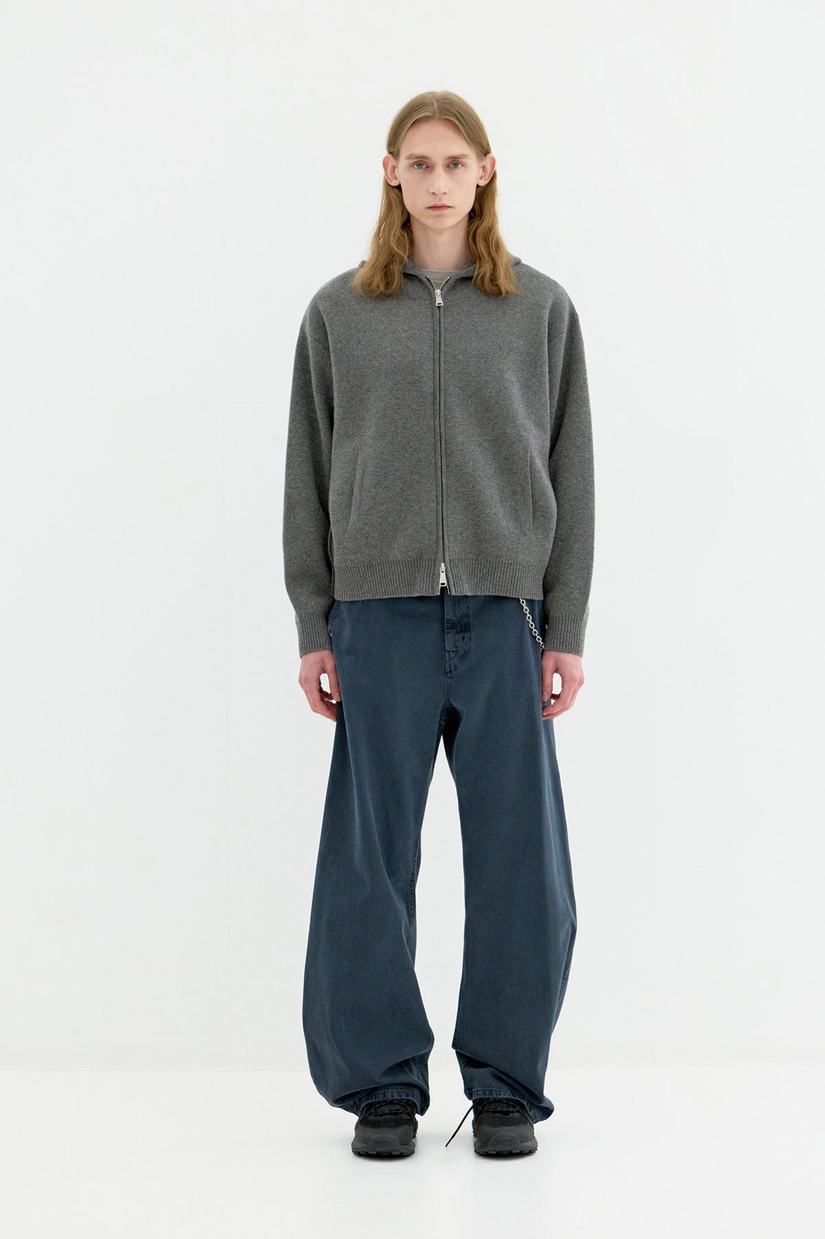 Coor - Double Face Wool And Blend Hoodie Zip-Up (Melange Charcoal) product image 2 | TRAB K-Fashion Australia
